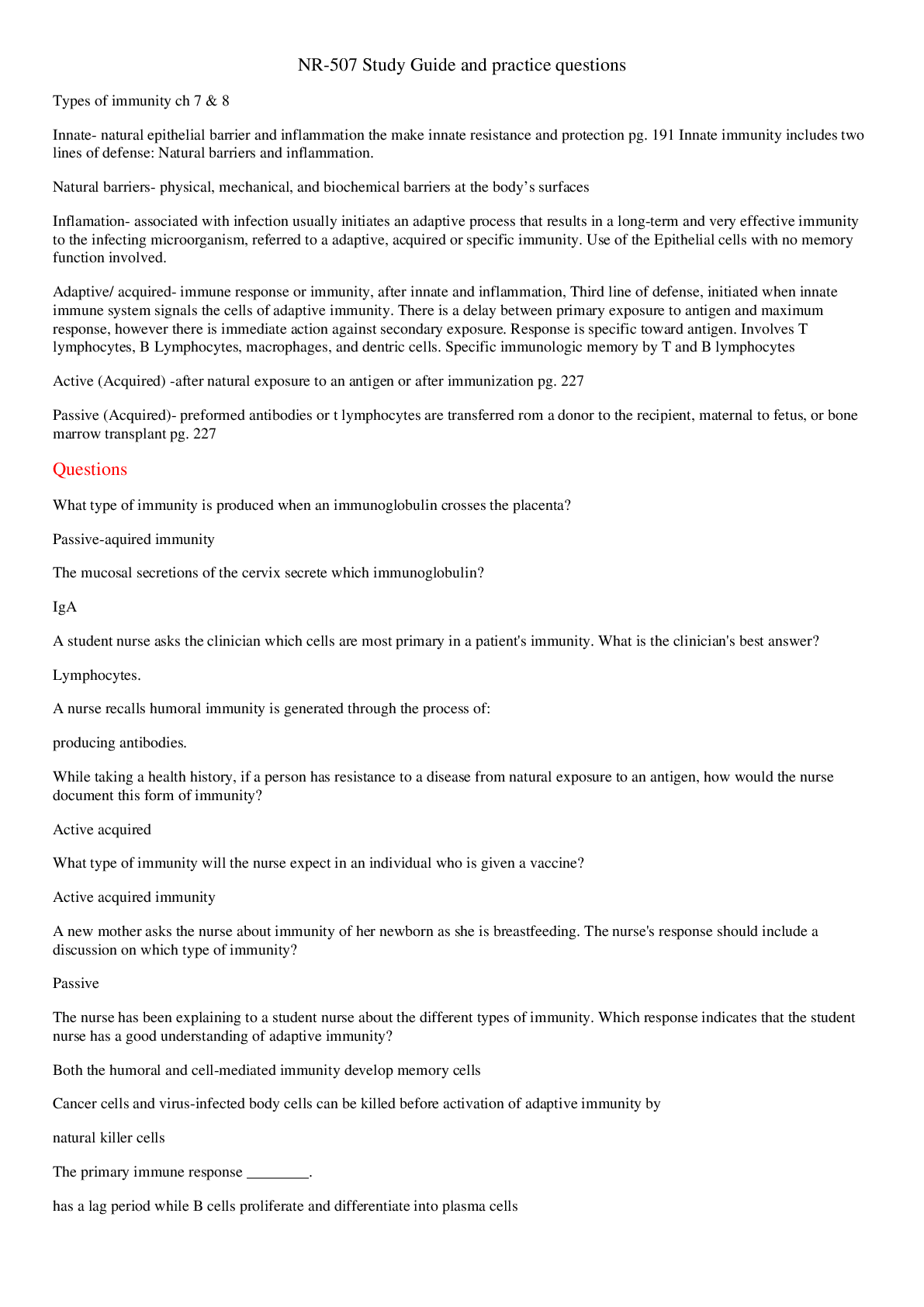 Preview image for NR- 507 Study Guide And Practice Questions ,
